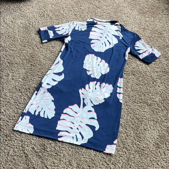 Tori Richard Navy Leaf Print Nightgown - Picture 7 of 7